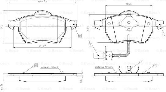 BOSCH 0 986 TB2 673 - Гальмівні колодки, дискові гальма autocars.com.ua