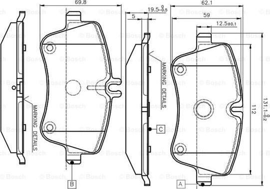 BOSCH 0 986 TB2 814 - Тормозные колодки, дисковые, комплект avtokuzovplus.com.ua