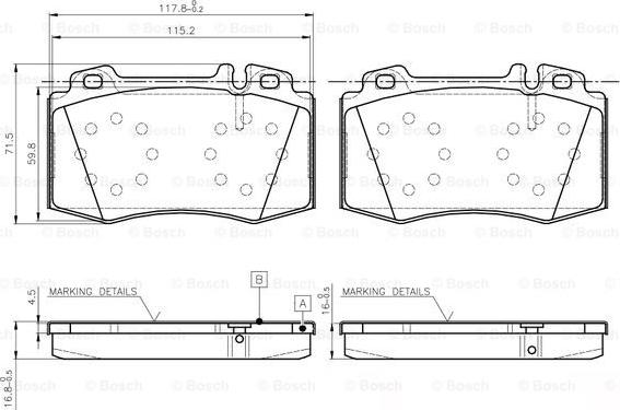 BOSCH 0 986 TB2 958 - Тормозные колодки, дисковые, комплект avtokuzovplus.com.ua