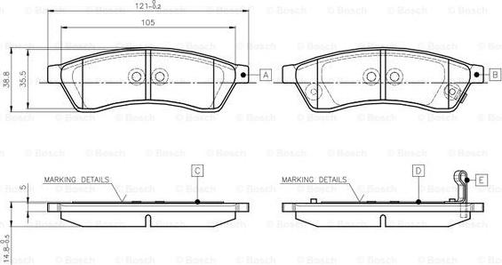 BOSCH 0 986 TB3 036 - Гальмівні колодки, дискові гальма autocars.com.ua