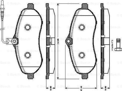 BOSCH 0 986 TB3 037 - Гальмівні колодки, дискові гальма autocars.com.ua