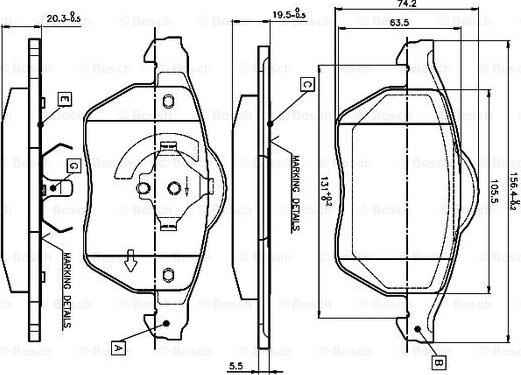 BOSCH 0 986 TB3 068 - Гальмівні колодки, дискові гальма autocars.com.ua