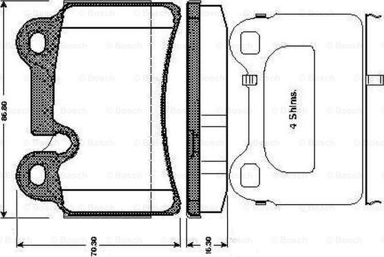 BOSCH 0 986 TB3 075 - Тормозные колодки, дисковые, комплект avtokuzovplus.com.ua