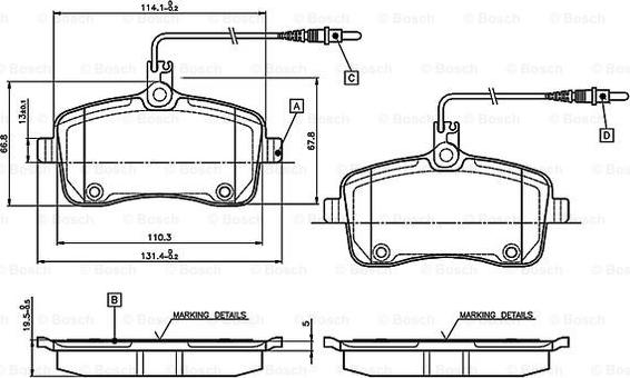 BOSCH 0 986 TB3 076 - Гальмівні колодки, дискові гальма autocars.com.ua