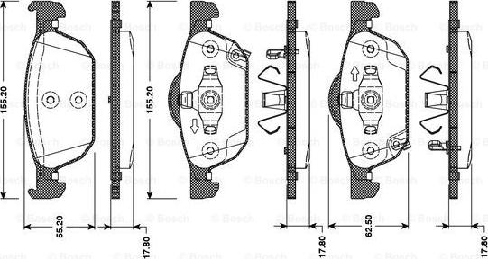 BOSCH 0 986 TB3 092 - Гальмівні колодки, дискові гальма autocars.com.ua