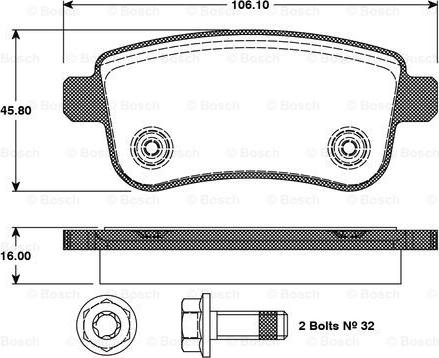 BOSCH 0 986 TB3 093 - Гальмівні колодки, дискові гальма autocars.com.ua