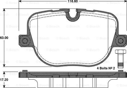 BOSCH 0 986 TB3 097 - Гальмівні колодки, дискові гальма autocars.com.ua