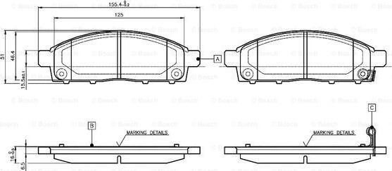 BOSCH 0 986 TB3 115 - Гальмівні колодки, дискові гальма autocars.com.ua