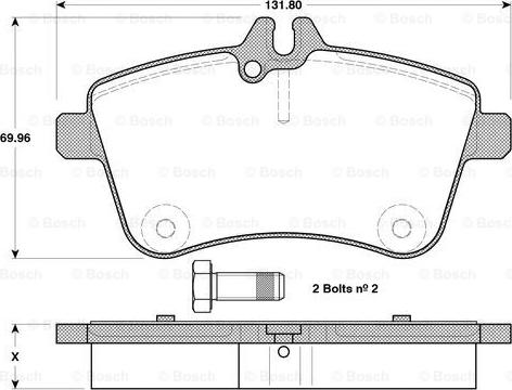 BOSCH 0 986 TB3 130 - Гальмівні колодки, дискові гальма autocars.com.ua