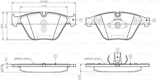 BOSCH 0 986 TB3 134 - Гальмівні колодки, дискові гальма autocars.com.ua