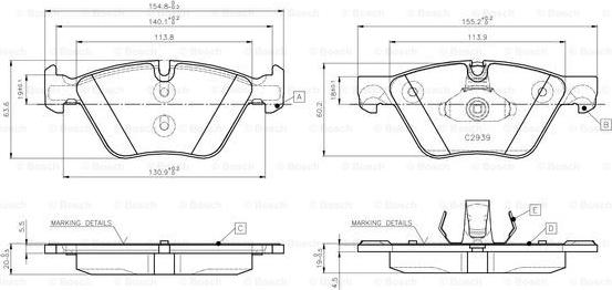 BOSCH 0 986 TB3 138 - Гальмівні колодки, дискові гальма autocars.com.ua