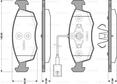 BOSCH 0 986 TB3 143 - Тормозные колодки, дисковые, комплект avtokuzovplus.com.ua