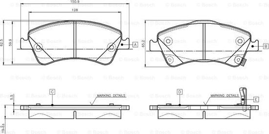 BOSCH 0 986 TB3 146 - Гальмівні колодки, дискові гальма autocars.com.ua