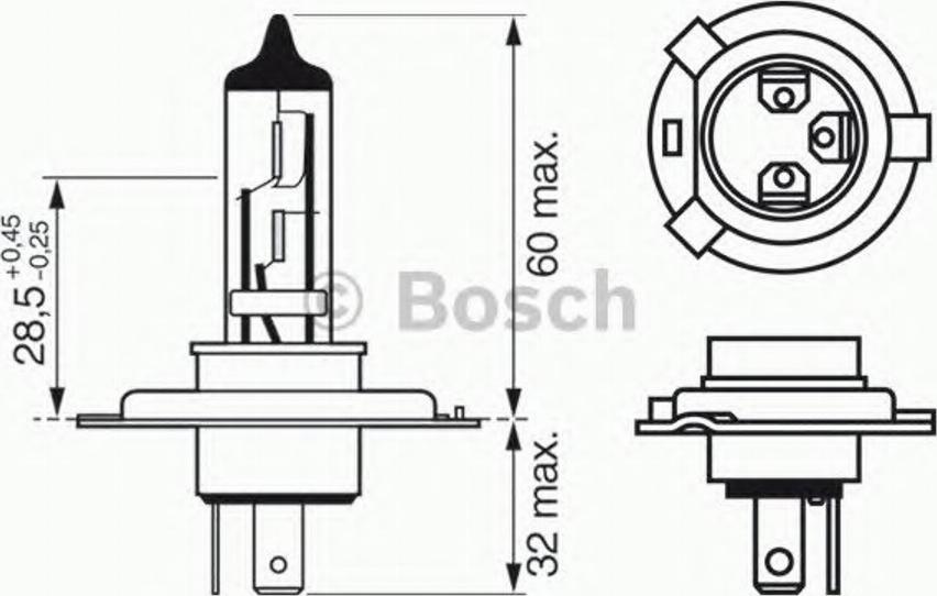 BOSCH 1987302043 - Лампа розжарювання, фара дальнього світла autocars.com.ua