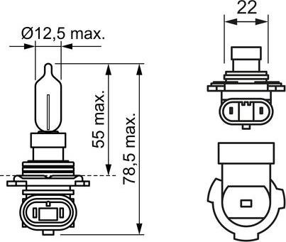 BOSCH 1 987 302 828 - Лампа розжарювання HIR2 12V 55W PX22D ECO вир-во Bosch autocars.com.ua