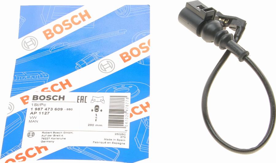 BOSCH 1 987 473 609 - Сигналізатор, знос гальмівних колодок autocars.com.ua