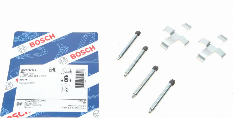 BOSCH 1 987 474 100 - Комплектуючі, колодки дискового гальма autocars.com.ua