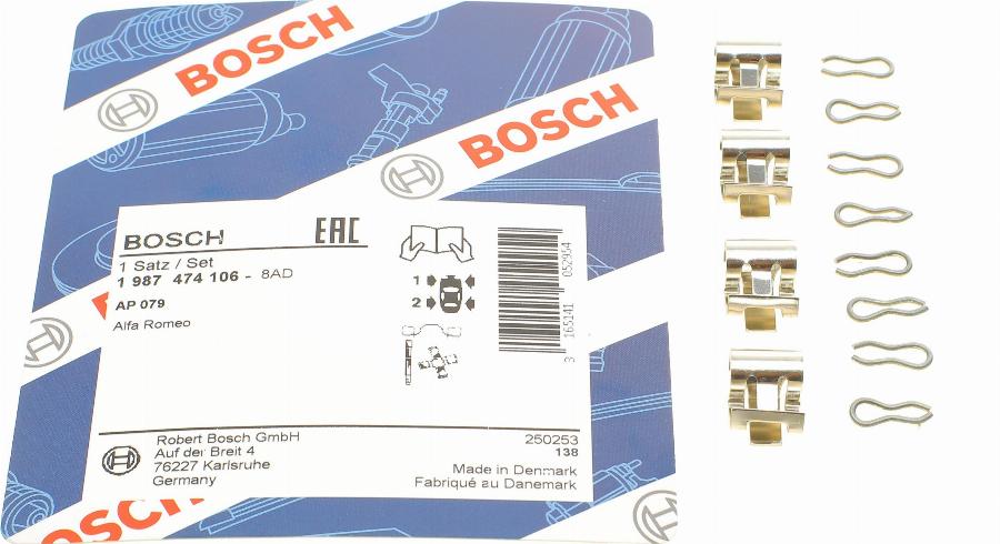 BOSCH 1 987 474 106 - Комплектующие для колодок дискового тормоза avtokuzovplus.com.ua