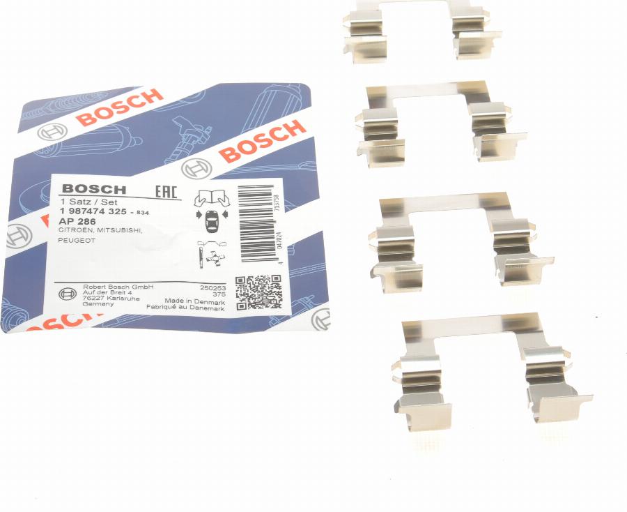 BOSCH 1 987 474 325 - Комплектуючі, колодки дискового гальма autocars.com.ua