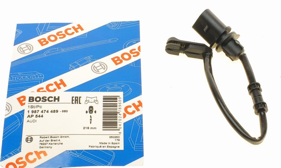 BOSCH 1 987 474 489 - Сигналізатор, знос гальмівних колодок autocars.com.ua