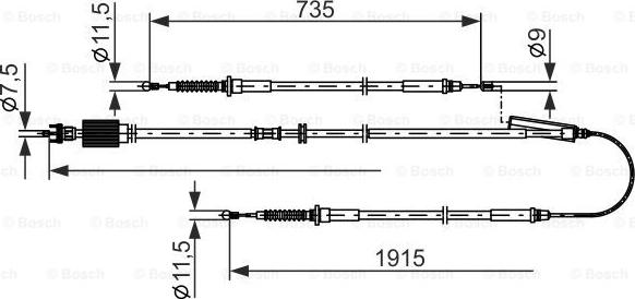 BOSCH 1 987 482 801 - Тросик, cтояночный тормоз autodnr.net