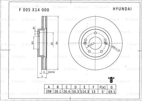 BOSCH F 005 X14 000 - Гальмівний диск autocars.com.ua