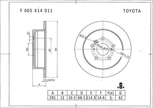 BOSCH F 005 X14 011 - Тормозной диск avtokuzovplus.com.ua