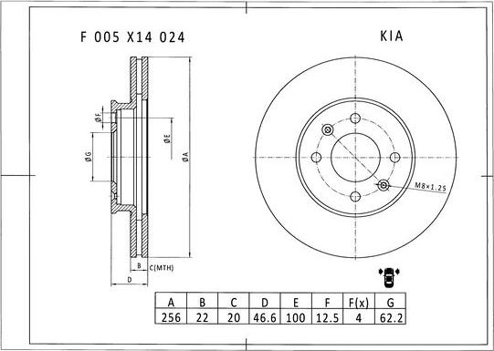 BOSCH F 005 X14 024 - Гальмівний диск autocars.com.ua