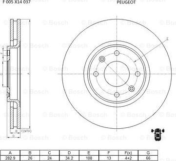 BOSCH F 005 X14 037 - Гальмівний диск autocars.com.ua