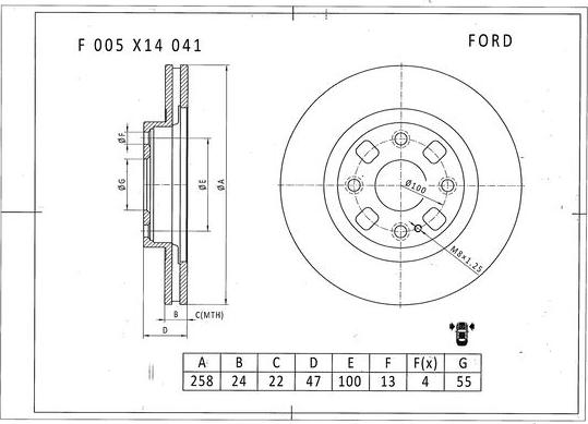 BOSCH F 005 X14 041 - Гальмівний диск autocars.com.ua