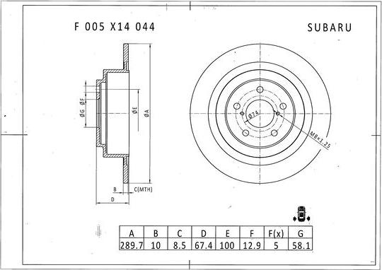 BOSCH F 005 X14 044 - Гальмівний диск autocars.com.ua