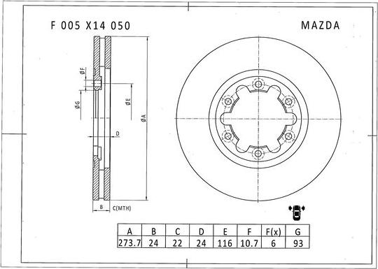 BOSCH F 005 X14 050 - Гальмівний диск autocars.com.ua