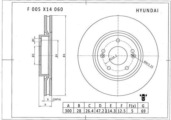 BOSCH F 005 X14 060 - Гальмівний диск autocars.com.ua