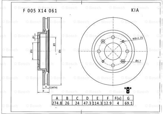 BOSCH F 005 X14 061 - Гальмівний диск autocars.com.ua