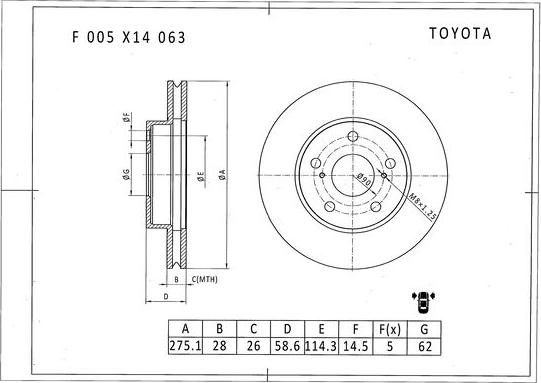 BOSCH F 005 X14 063 - Тормозной диск autodnr.net