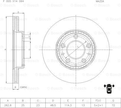 BOSCH F 005 X14 064 - Гальмівний диск autocars.com.ua