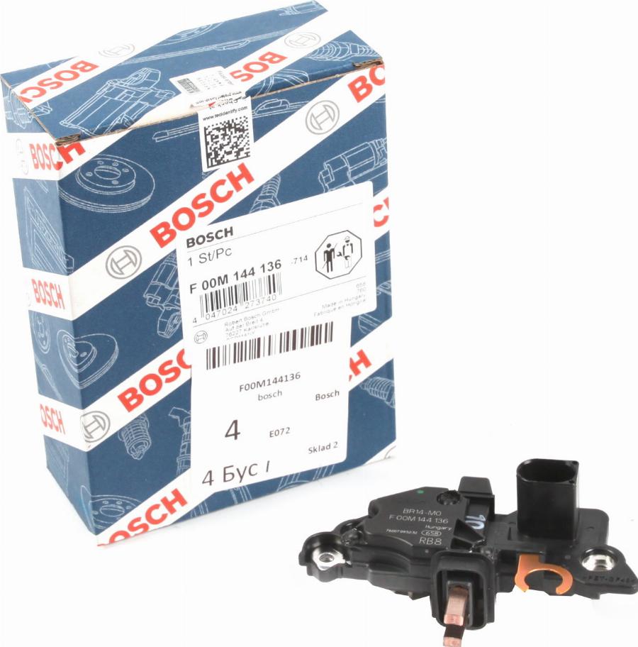 BOSCH F 00M 144 136 - Регулятор напруги генератора autocars.com.ua