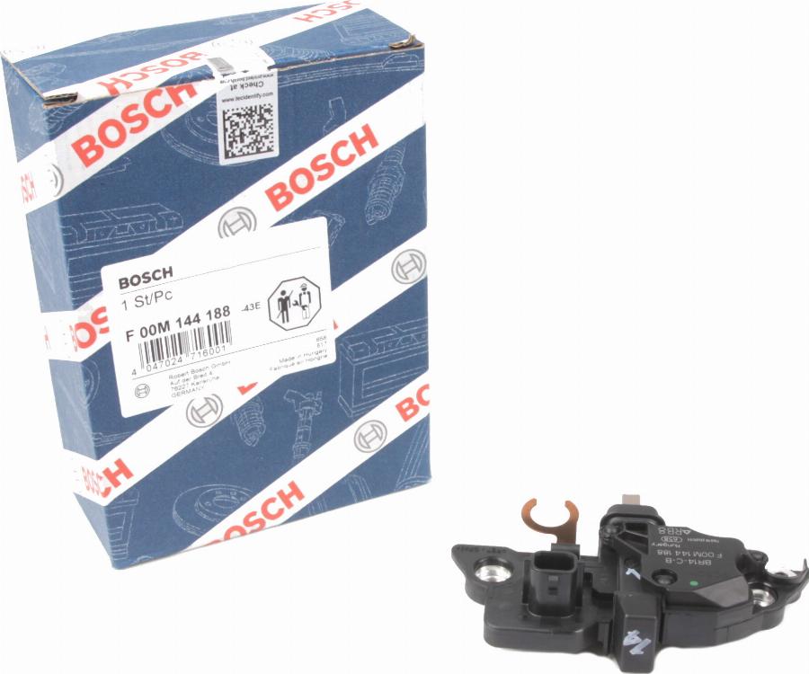 BOSCH F 00M 144 188 - Регулятор напруги генератора autocars.com.ua