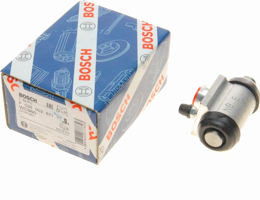 BOSCH F 026 002 671 - Колесный тормозной цилиндр avtokuzovplus.com.ua