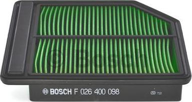 BOSCH F 026 400 098 - Повітряний фільтр autocars.com.ua