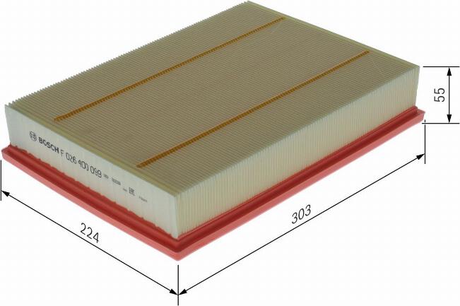 BOSCH F 026 400 099 - Повітряний фільтр autocars.com.ua