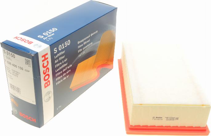 BOSCH F 026 400 150 - Повітряний фільтр autocars.com.ua