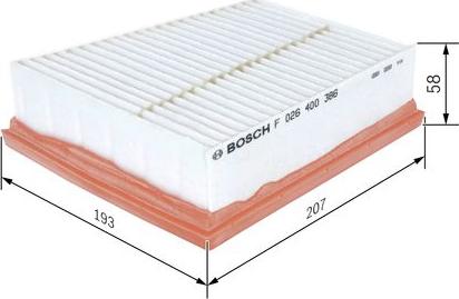 BOSCH F 026 400 386 - Повітряний фільтр autocars.com.ua