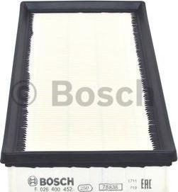 BOSCH F 026 400 452 - Повітряний фільтр autocars.com.ua