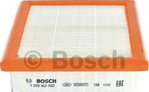 BOSCH F 026 400 502 - Повітряний фільтр autocars.com.ua