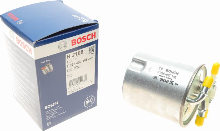 BOSCH F 026 402 108 - Паливний фільтр autocars.com.ua