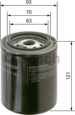 BOSCH F 026 402 162 - Паливний фільтр autocars.com.ua