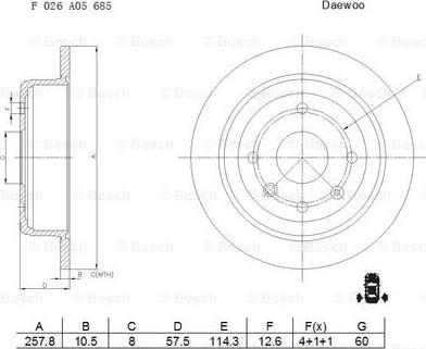 BOSCH F 026 A05 685 - Тормозной диск avtokuzovplus.com.ua