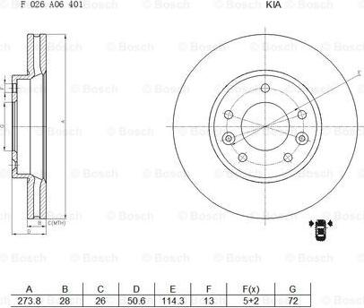 BOSCH F 026 A06 401 - Гальмівний диск autocars.com.ua