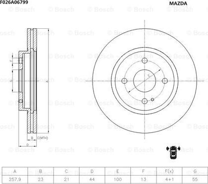 BOSCH F 026 A06 799 - Гальмівний диск autocars.com.ua